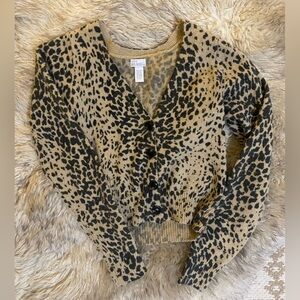 West of Melrose Leopard Print Cardigan Sweater